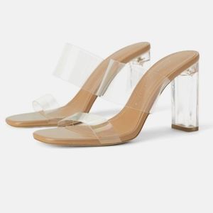 Zara Basic - Clear Vinyl Heeled Sandals NWOT